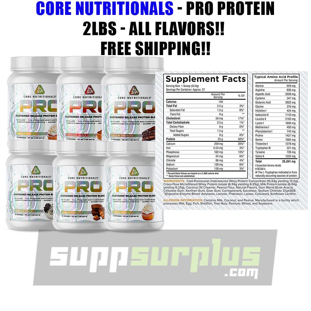 Core Nutritionals Pro Sustained Release Protein Blend - 26 Ser 2LB All Flavors