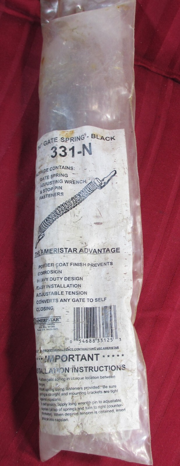 Ameristar 14" Gate Spring Black NEW Model 331-N HEAVY DUTY INC. WRENCH ADJUSTER