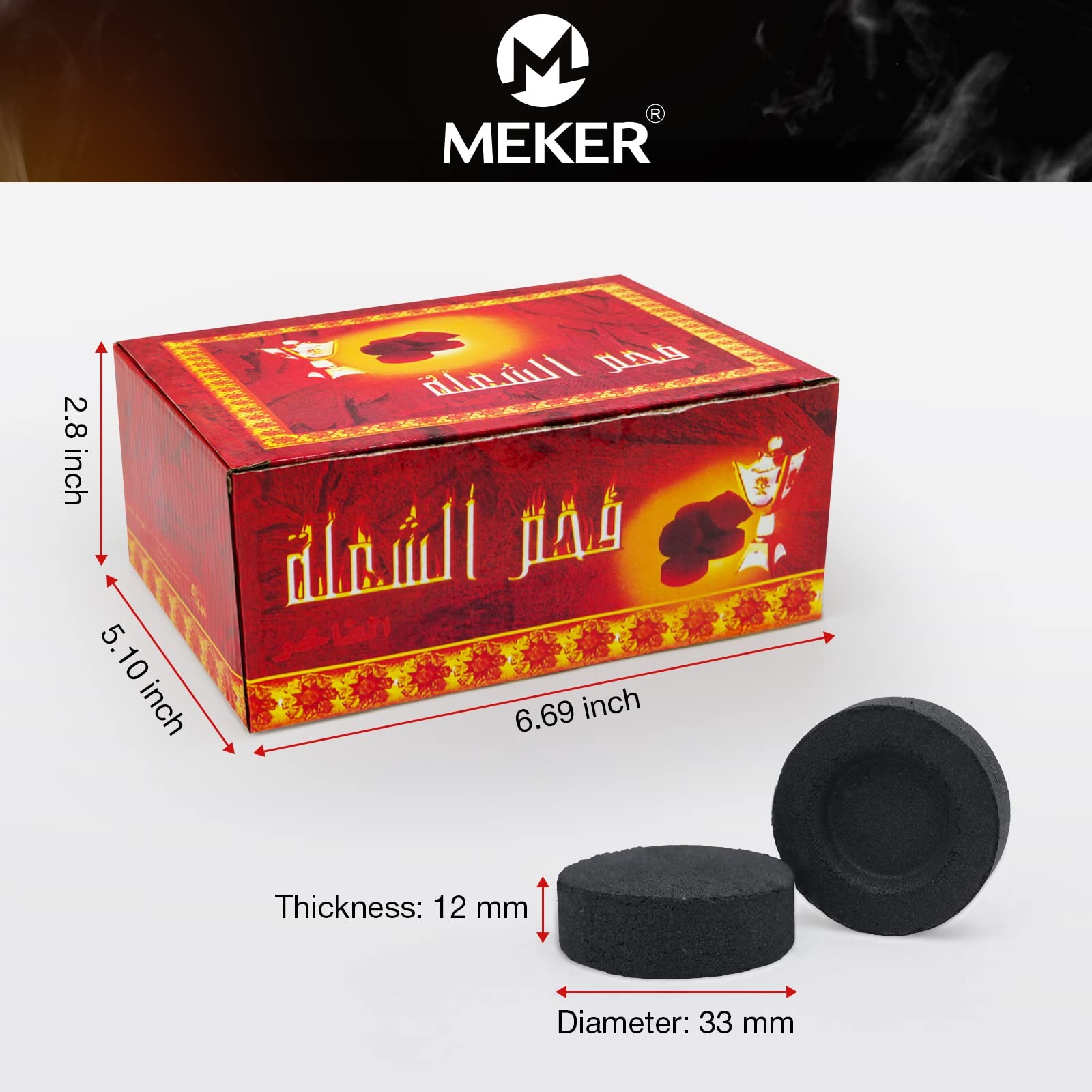 MEKER Quick Light Charcoal Briquettes, Disk Lights, 33 mm Black