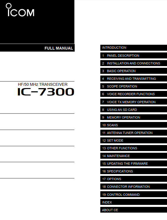 Icom IC-7300 Basic Manual & Service Manual & Full Manual on CD