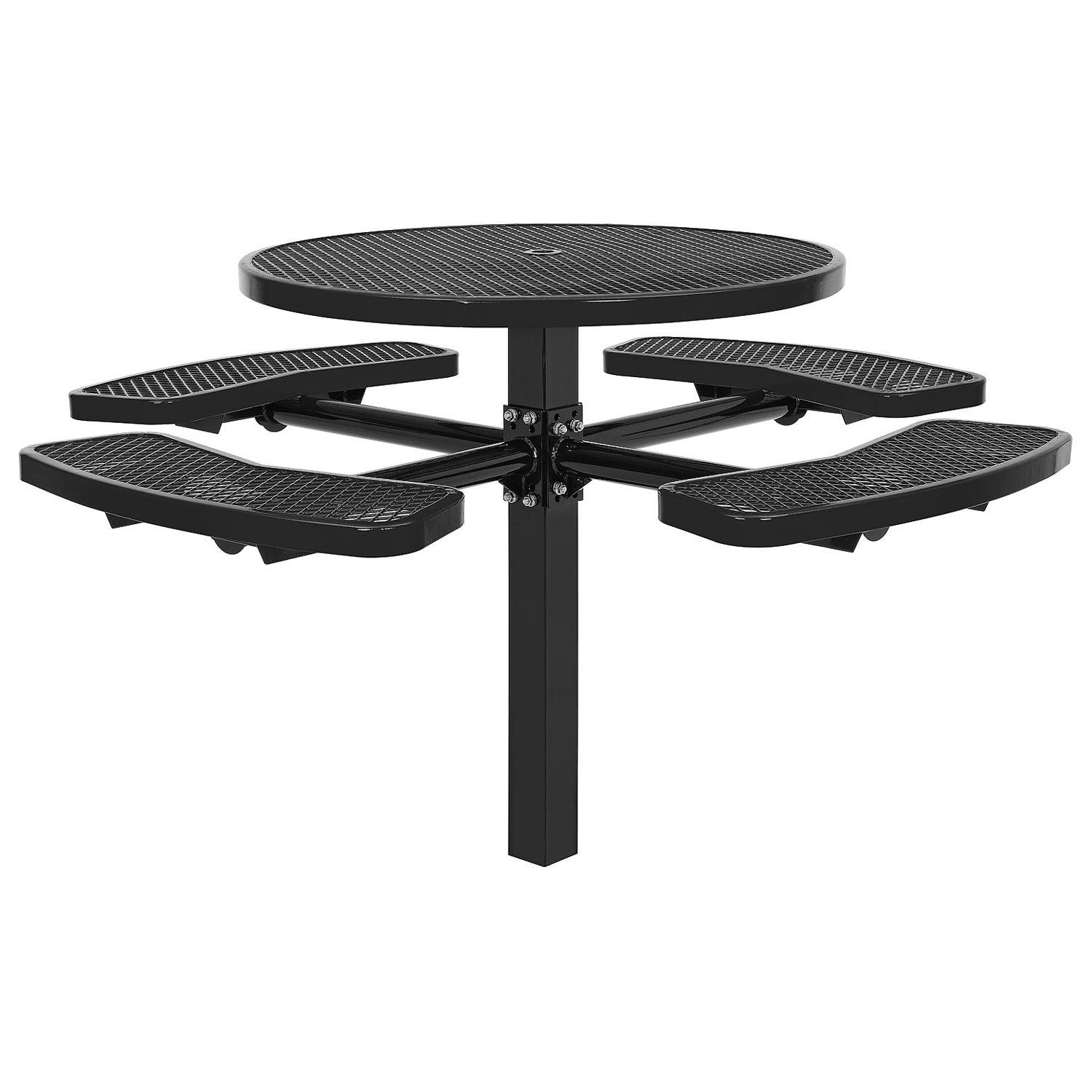 Global Industrial 46" Round Picnic Table In-Ground Mount Black