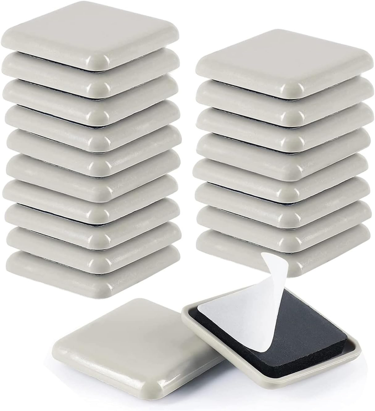 20pcs 2" Self-Stick Furniture Sliders,Square Small Furniture Sliders for Carpet,