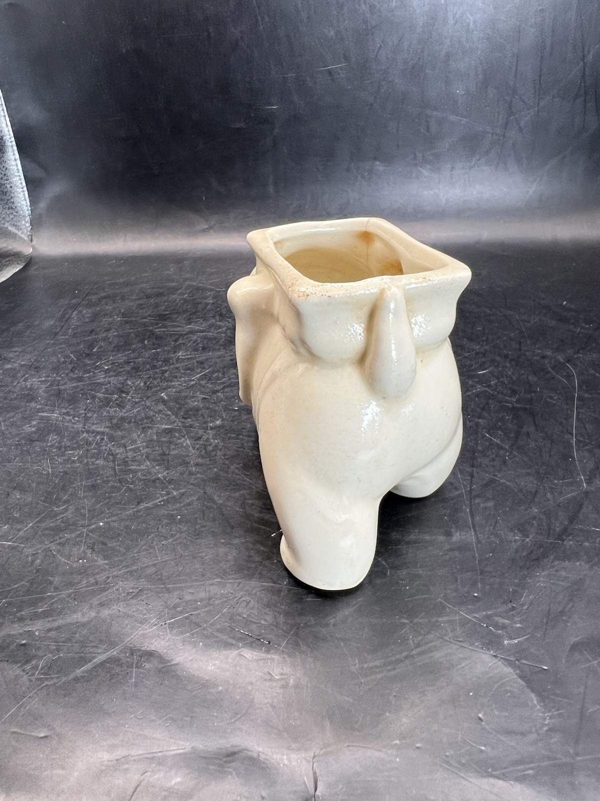 Vintage Small White Elephant Planter 3” Tall READ