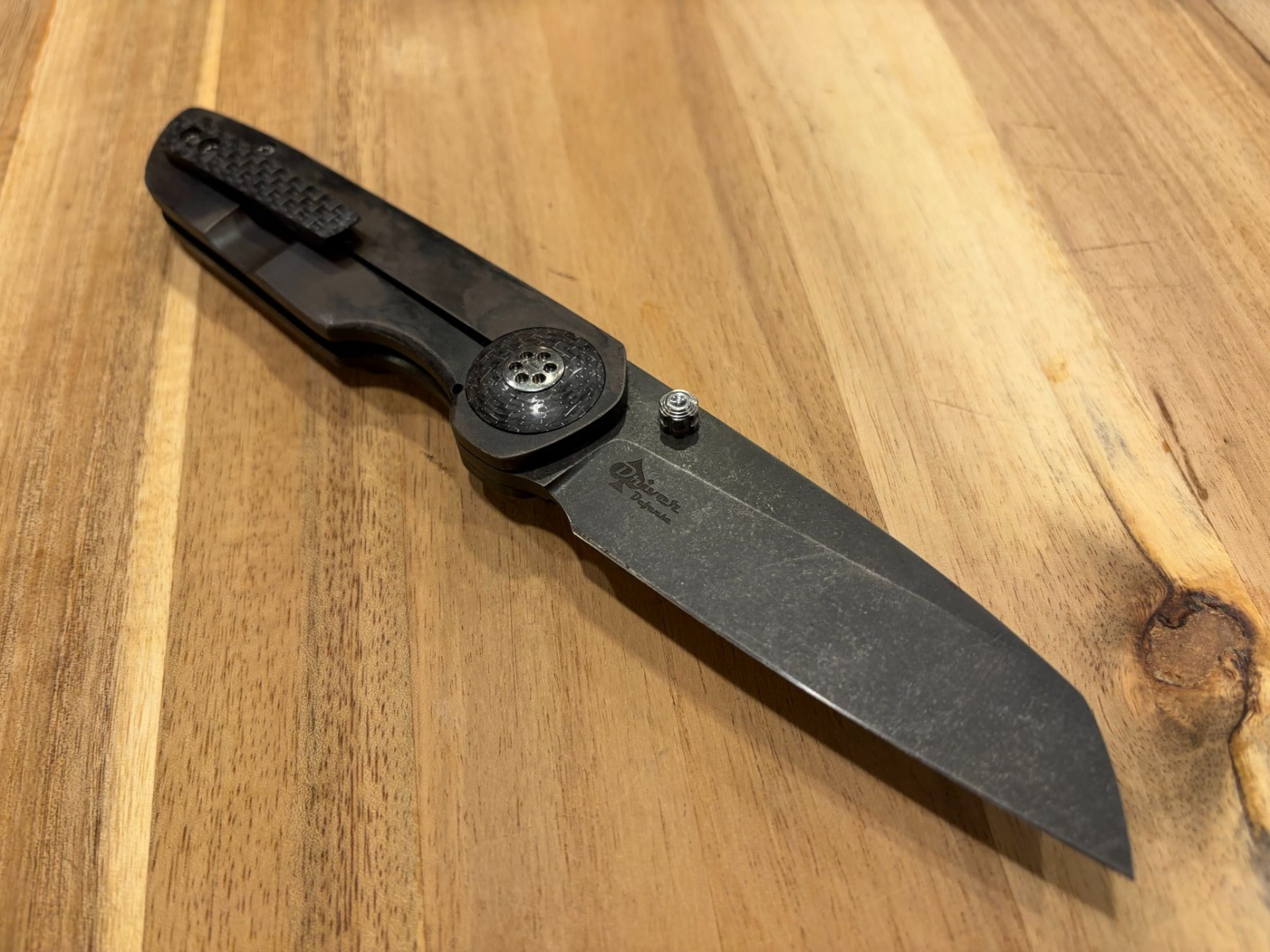 Dustin Driver Defense Nemesis Titanium Framelock Knife 3" 1095 Blade - Custom