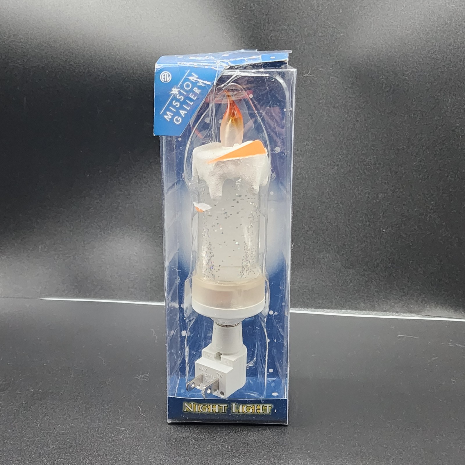 Mission Gallery Acrylic Glitter Candle Night Light Plug In Christmas Snowman NIB
