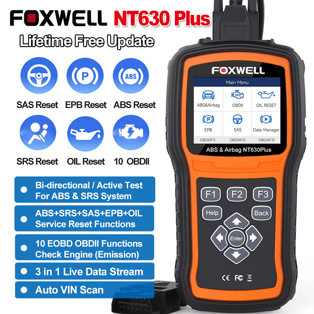 FOXWELL NT630 Plus Car OBD2 Scanner Auto Diagnostic Tool Bi directional ABS SRS