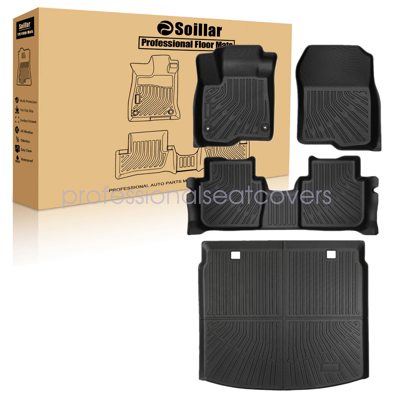 Floor Mats & Trunk Cargo Liner All Weather For 2023-2025 Honda CR-V Hybrid TPE