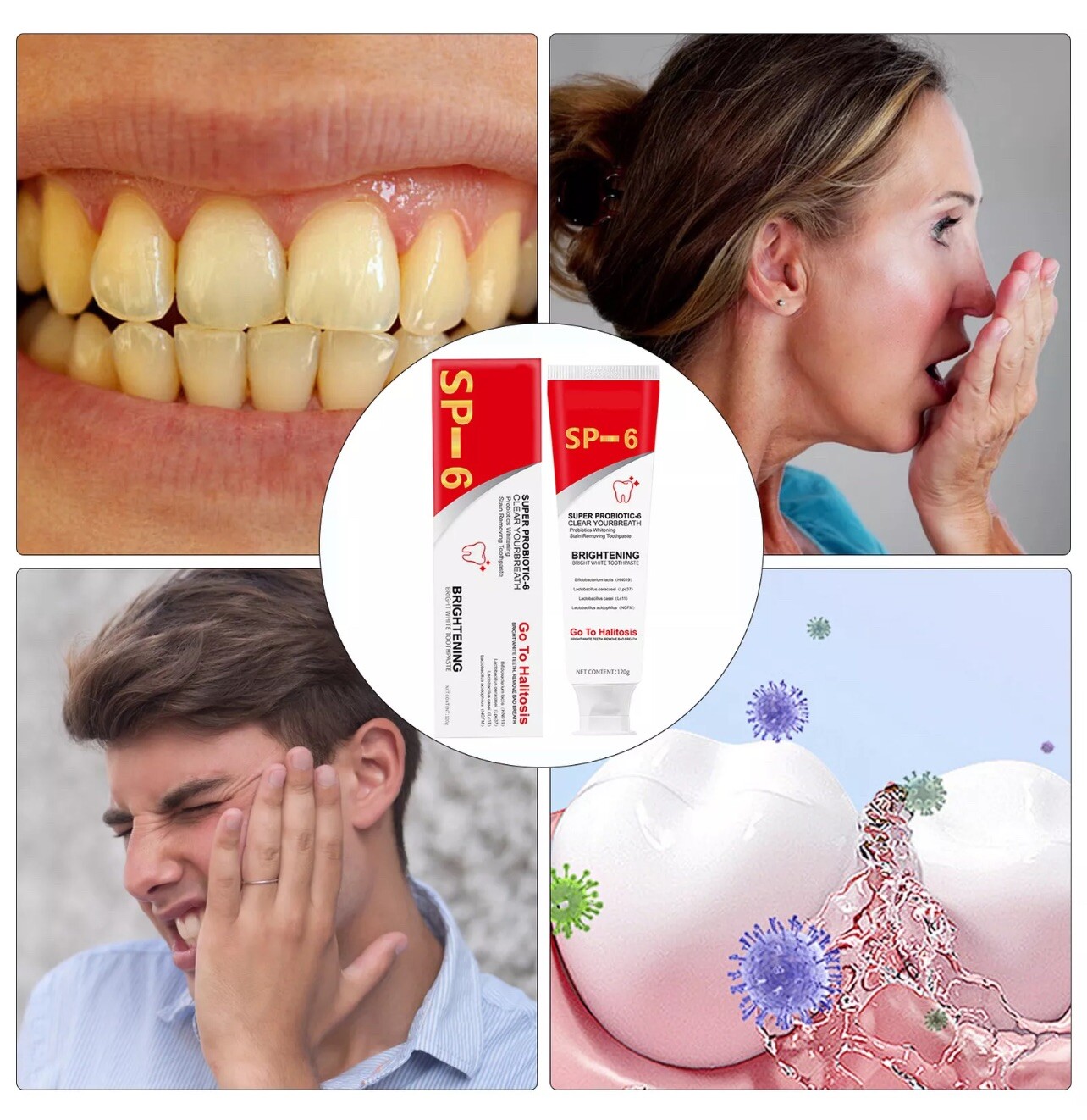 4Pcs Super Probiotic SP-6 Toothpaste, Probiotics Bright White
