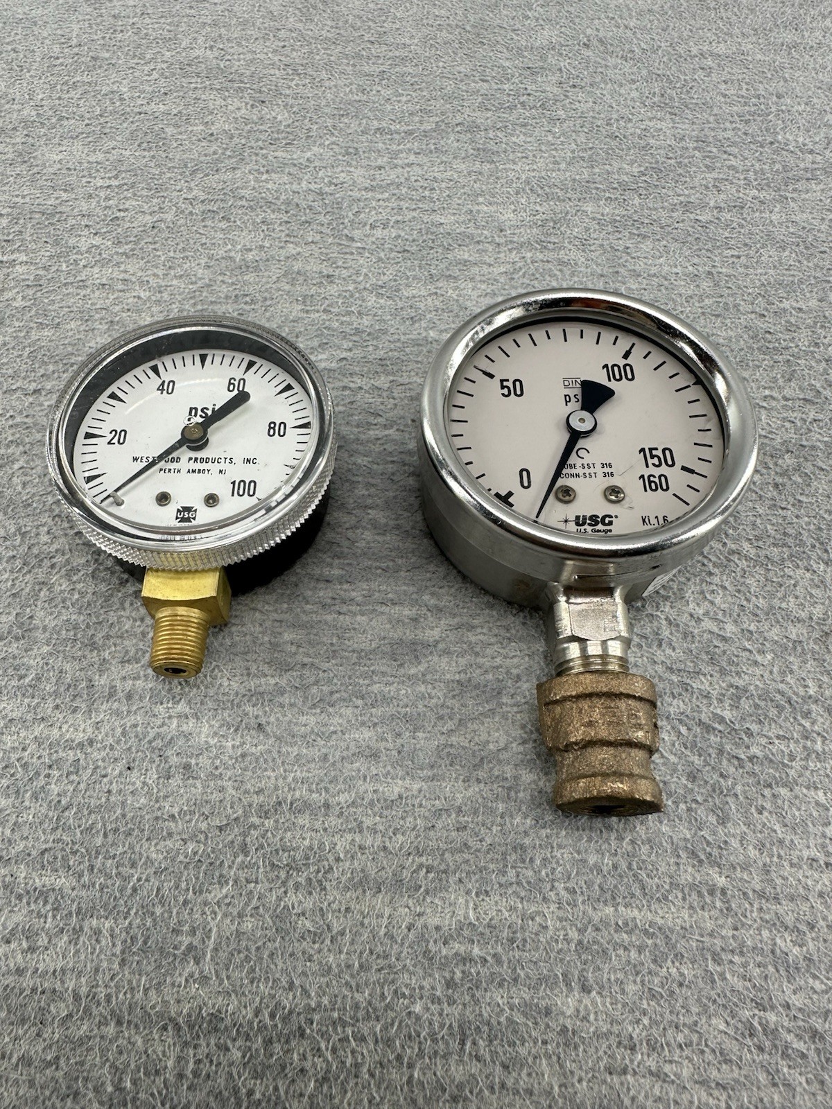 AMETEK - SET OF 2 USG Pressure Gauge 0-160PSI & 0-100PSI    Y