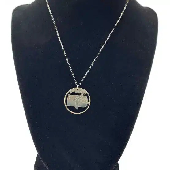 Pennsylvania State Necklace Quarter Cut Out, 18-inch Chain
