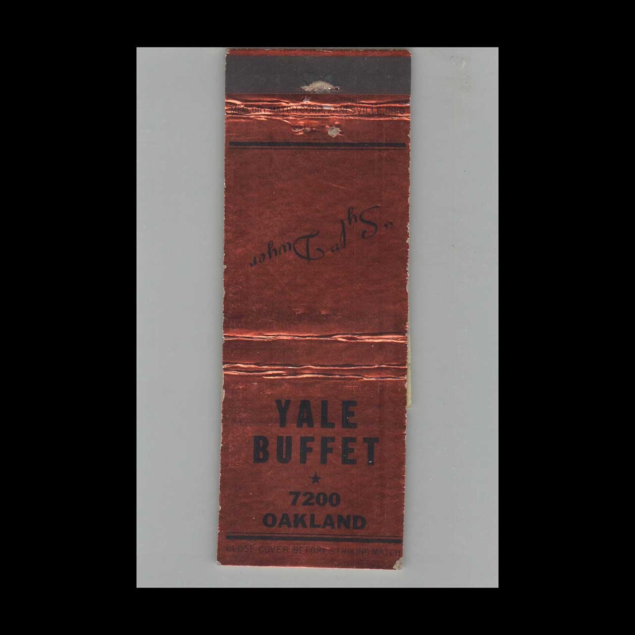 Matchbook Cover Yale Buffet Oakland CA