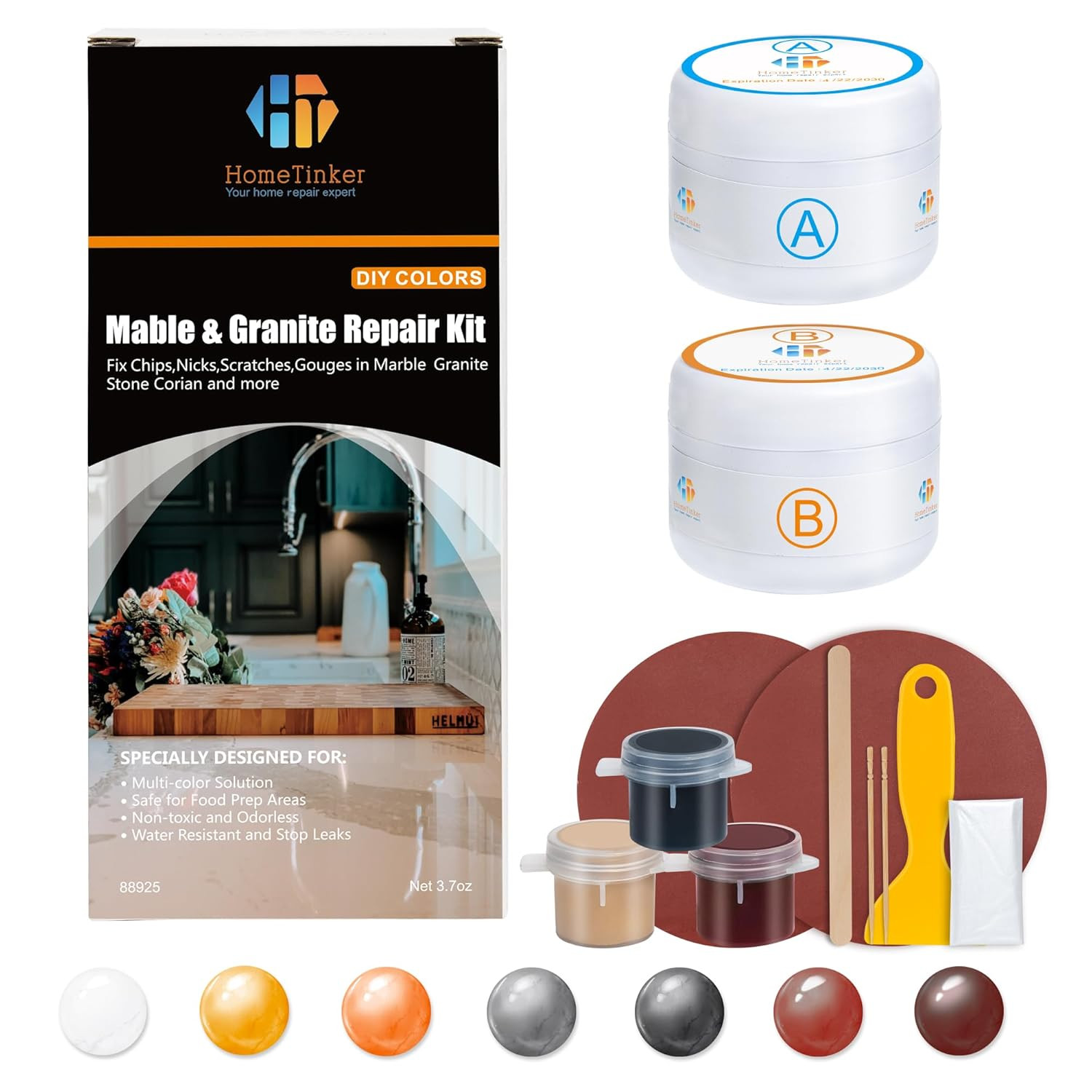Granite Repair Kit & Marble Repair Kit (Color Match), Quartz Countertop Repair K