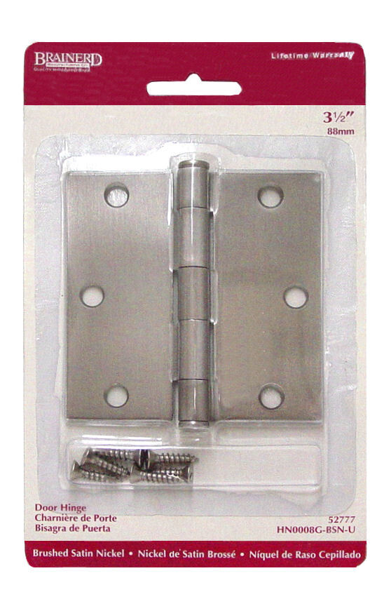 (5 Pack) 3 1/2 inch Brushed Satin Nickel Square Corner Door Hinge LQ-HN0008G-BSN