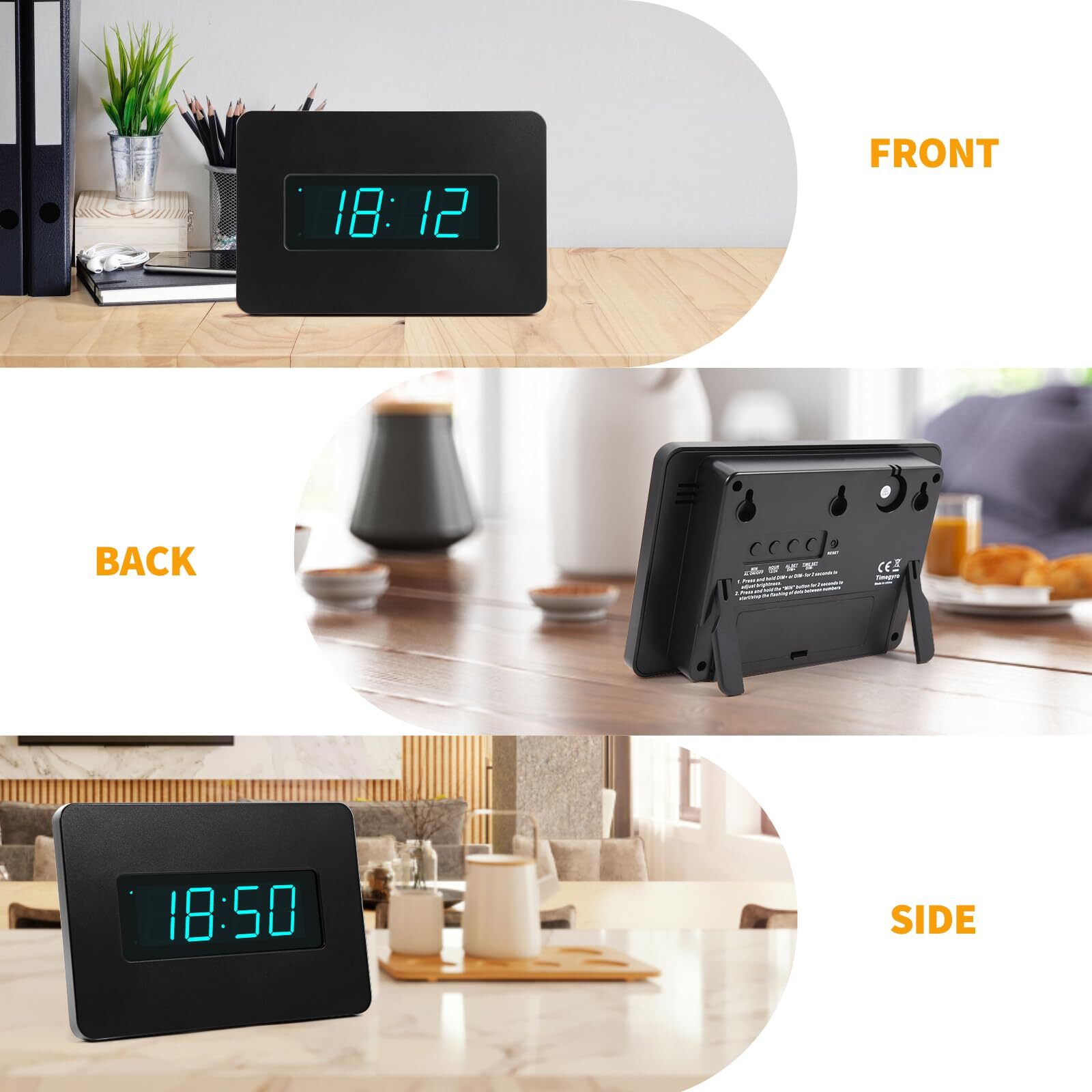 Digital Wall Clock Battery Operated with LED Display Wall Clock with Backligh...