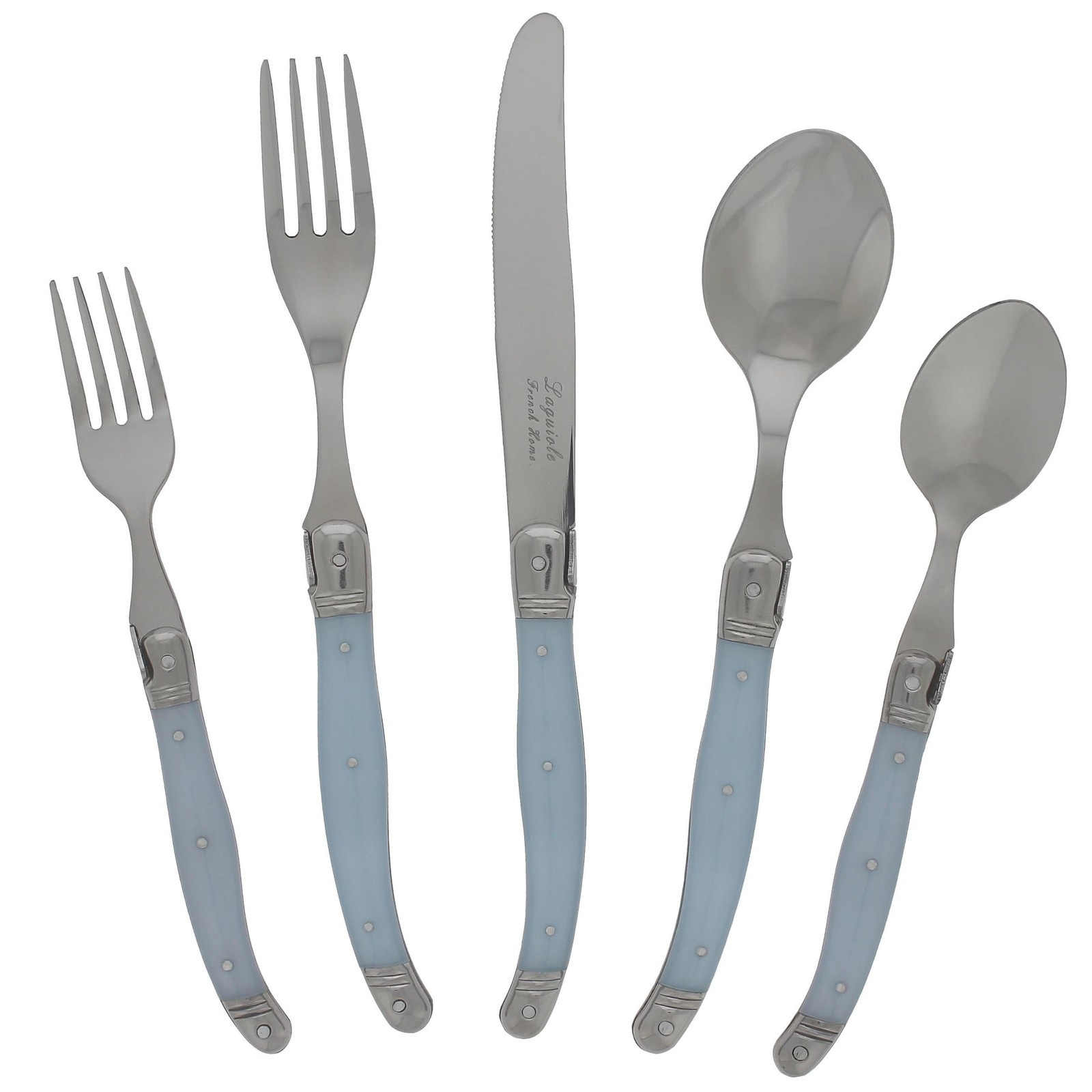 French Home 20 Piece Laguiole Ice Blue Flatware Set