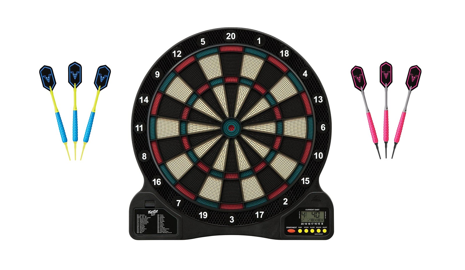 Electronic Soft Tip Dartboard + Viper V Glo Blue Darts + Pink 18gm