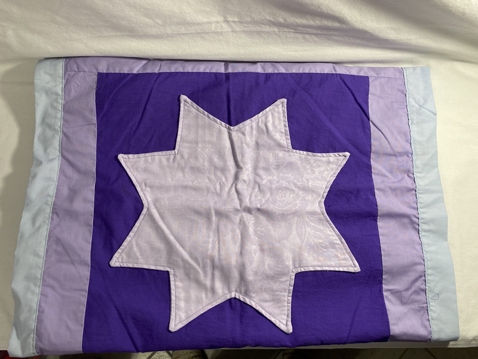 Two Handmade Pillow Shams Multi Purple & Blue With Star