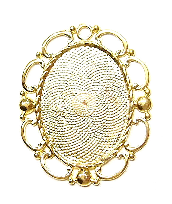 4 of 40x30mm Shiny Gold Victorian Art Deco Oval Loop Scroll Pendant Settings