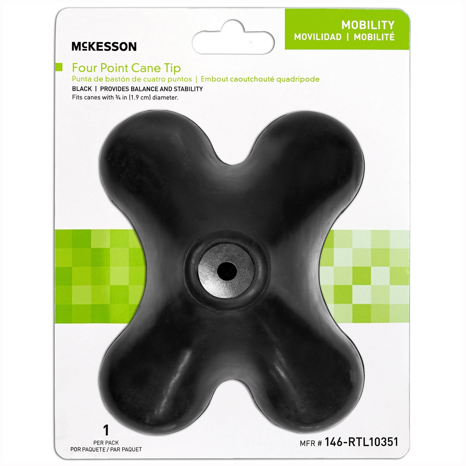 McKesson 4-Point Cane Tip For Cane with 3/4 " Diameter 146-RTL10351
