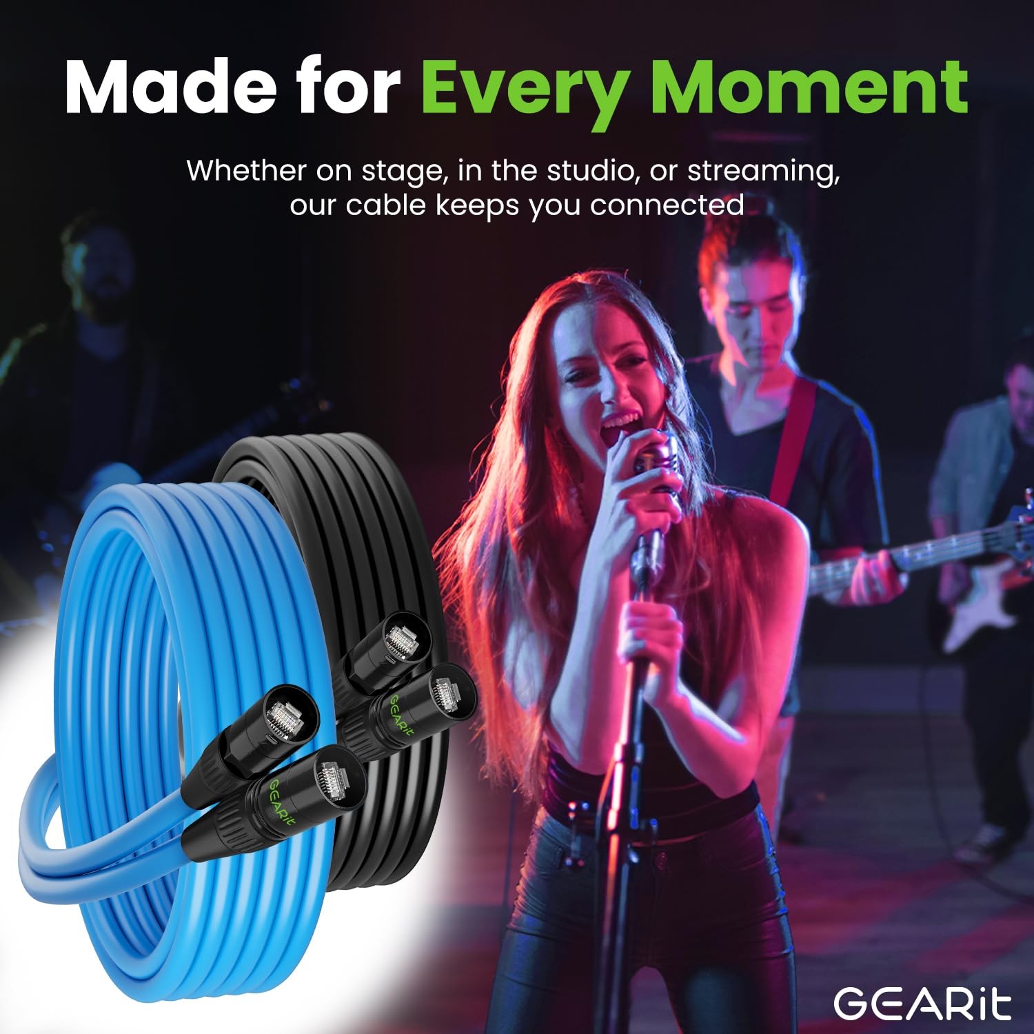 GEARit Shielded CAT6 Ethercon Cable (50 Feet) Professional 50 Feet, Black