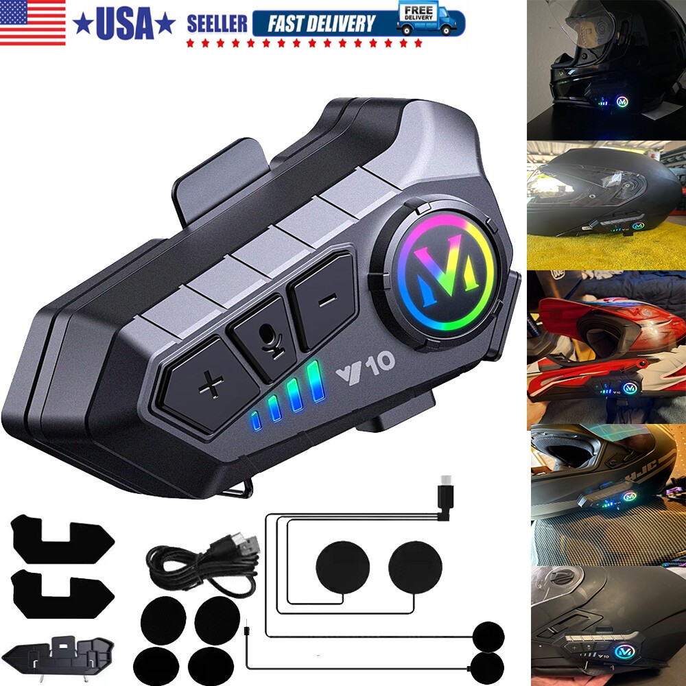 FM Motorcycle Headset Bluetooth Helmet Intercom Speaker Music Share Headphone