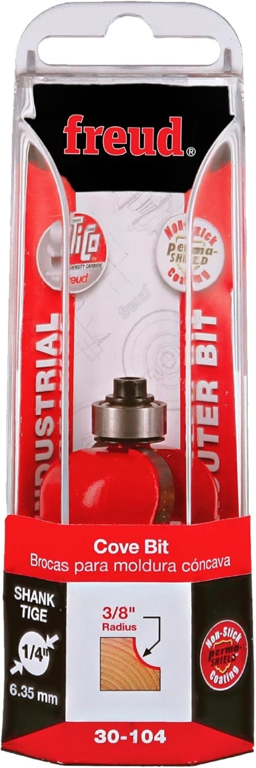 Freud 30-104:  3/8 inch Radius Cove Router Bit 1/4 Inch Shank  edge concave