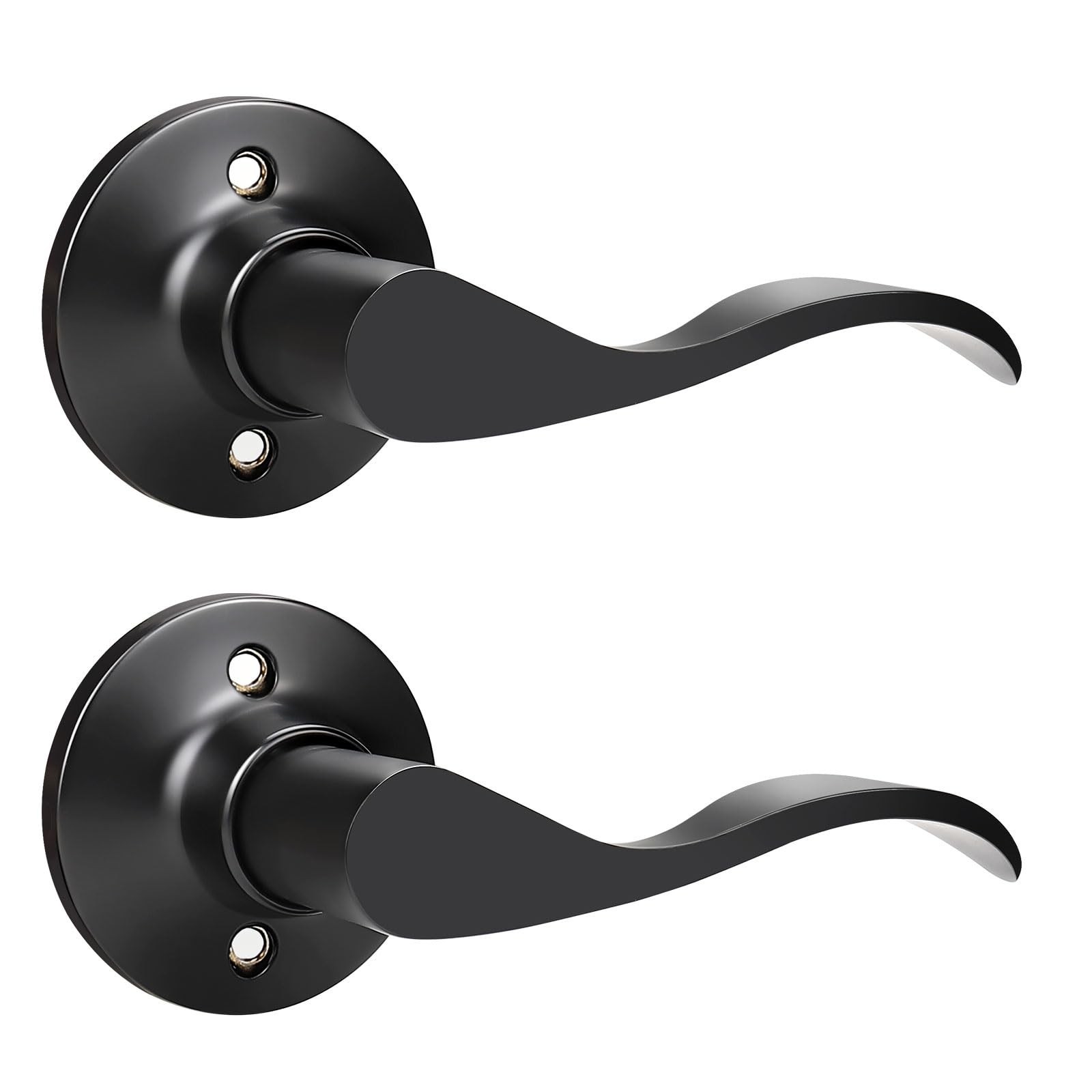 GOBEKOR 2 Pack Black Single Dummy Door Handles Right-Handed Door Levers Wave ...