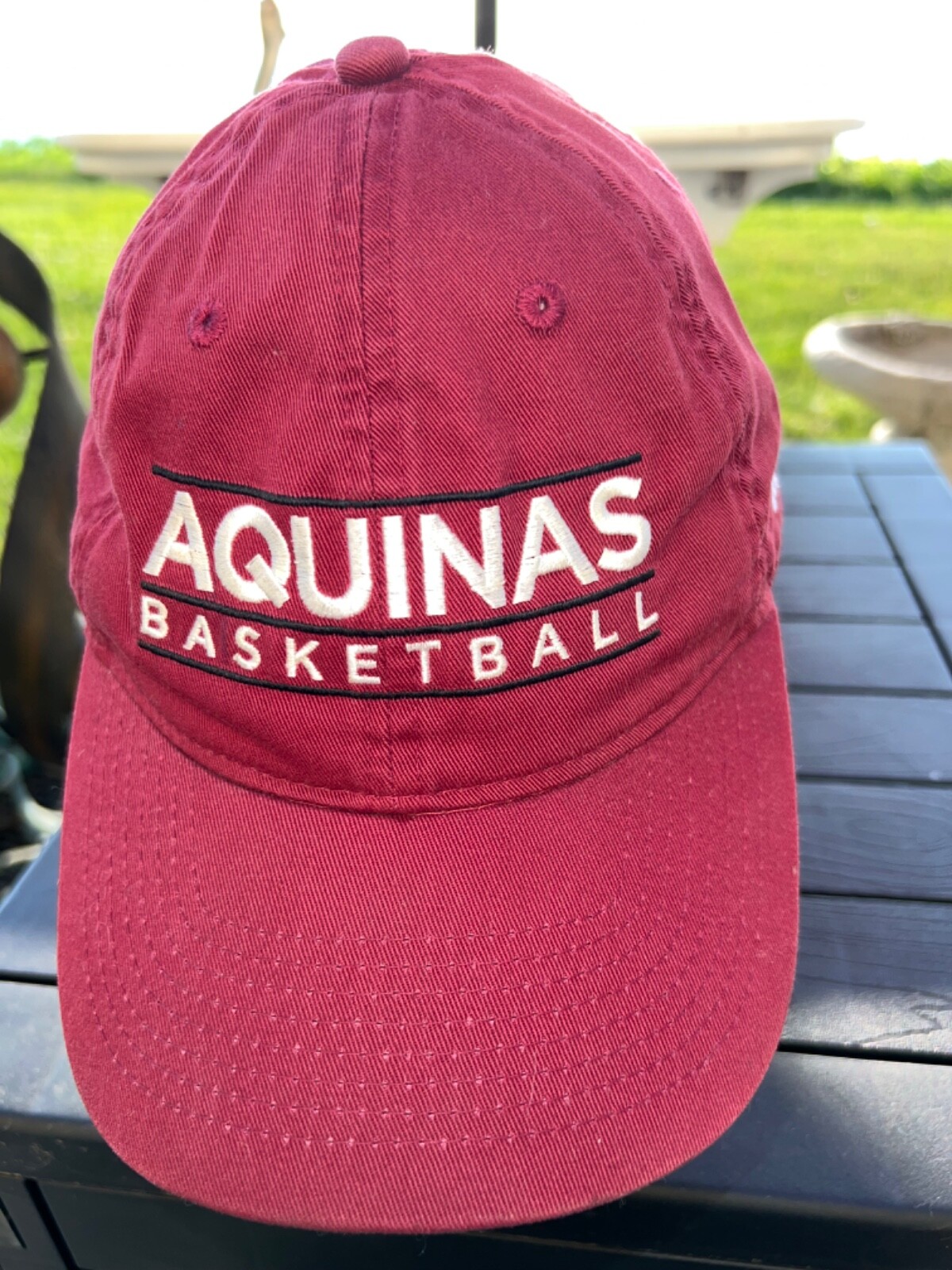 Aquinos Basketball College Maroon Adidas Hat Cap Strap Buckle White accents VGC