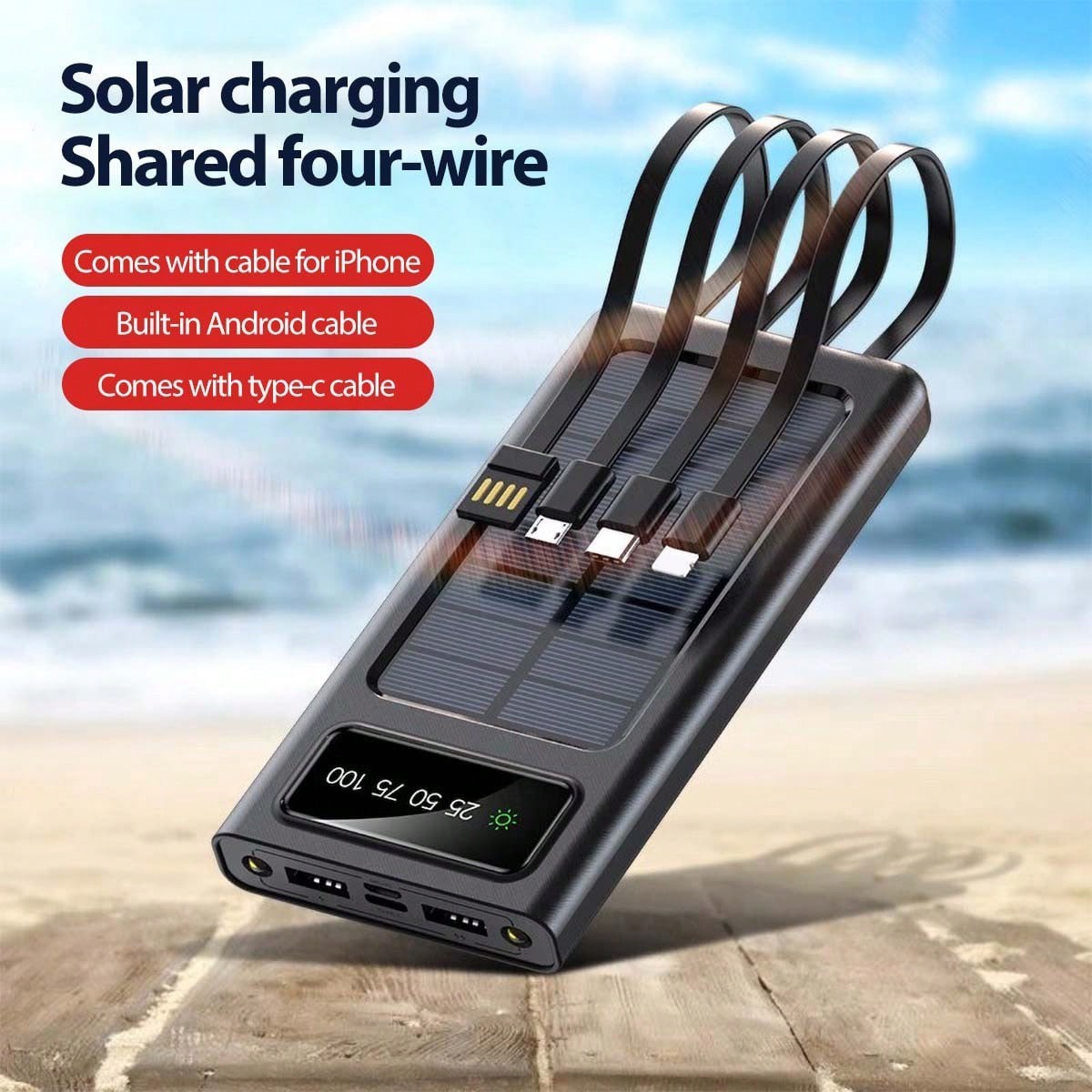 Super Solar Power Bank 1000000mAh 4 USB Backup External Battery for Mobile Phone