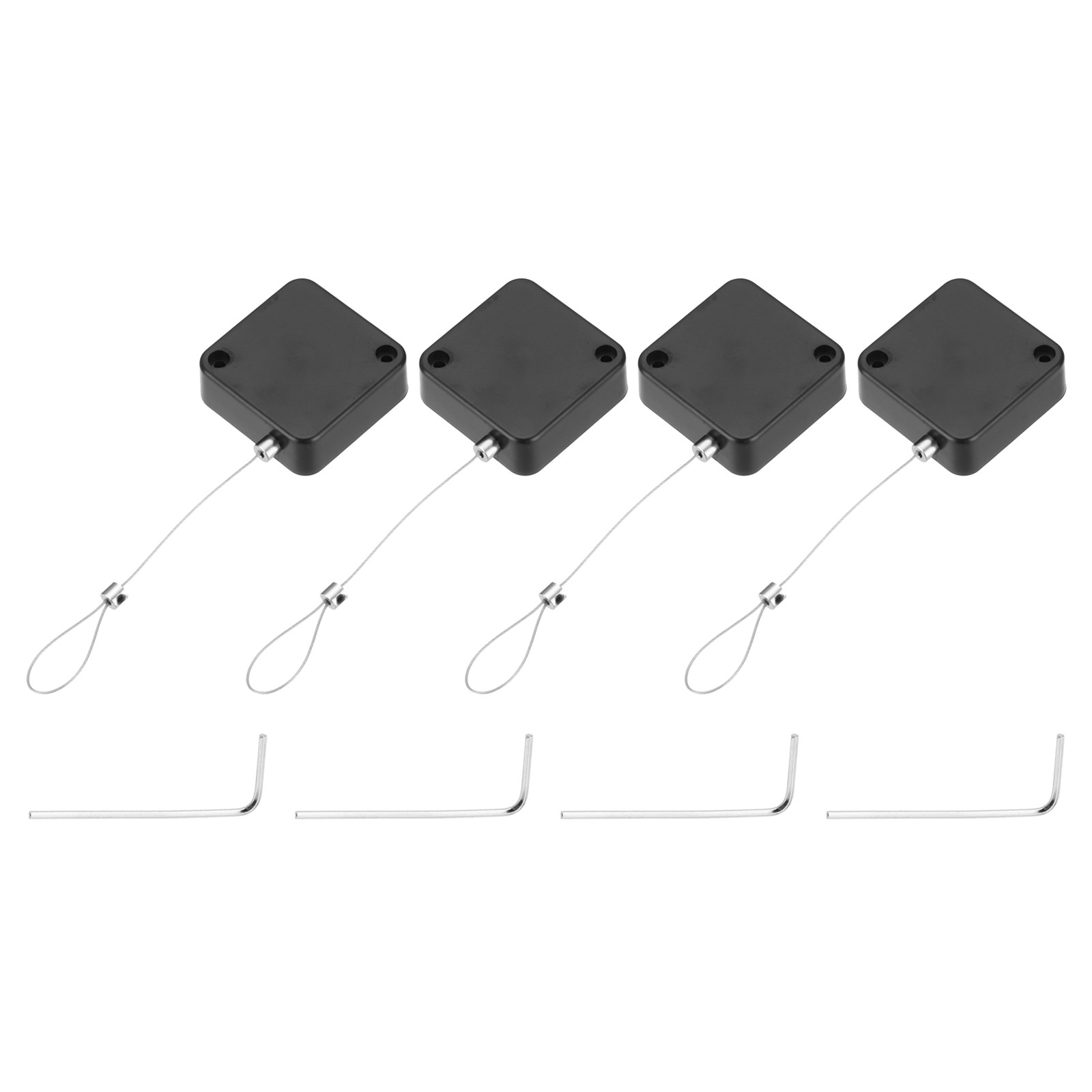 4 Pcs Black 600g 4.9 Ft Retractable Cable Security Lock with Arc Patch