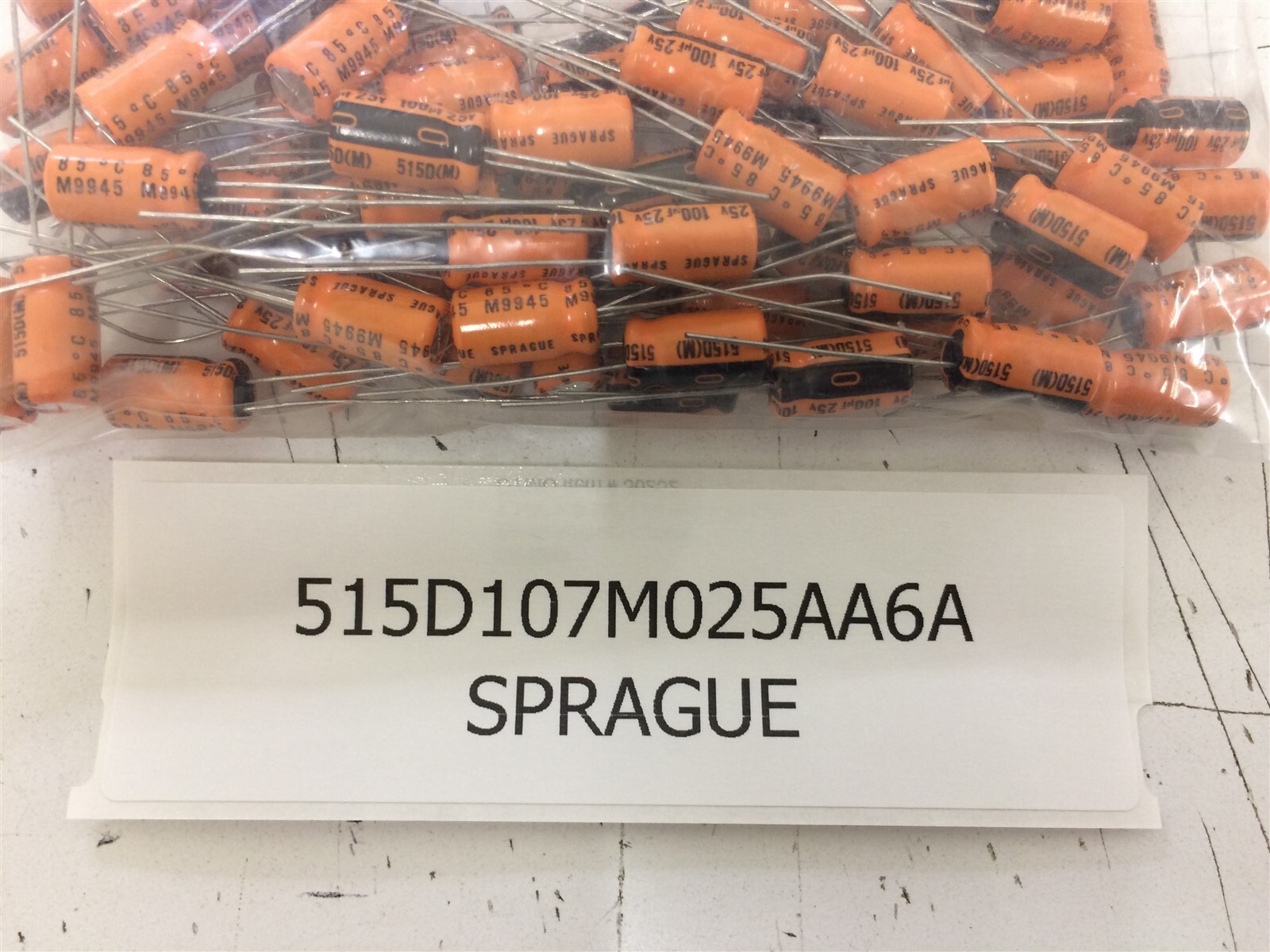 515D107M025AA6A SPRAGUE CAP ALUM LYTIC 100 UF 25V RADIAL 40 PIECES