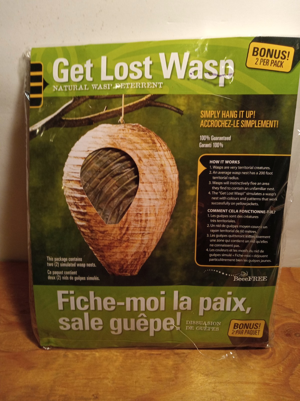 2 Pack Get Lost Wasp Natural & Safe Non-Toxic Wasp Deterrent EcoFriendly New