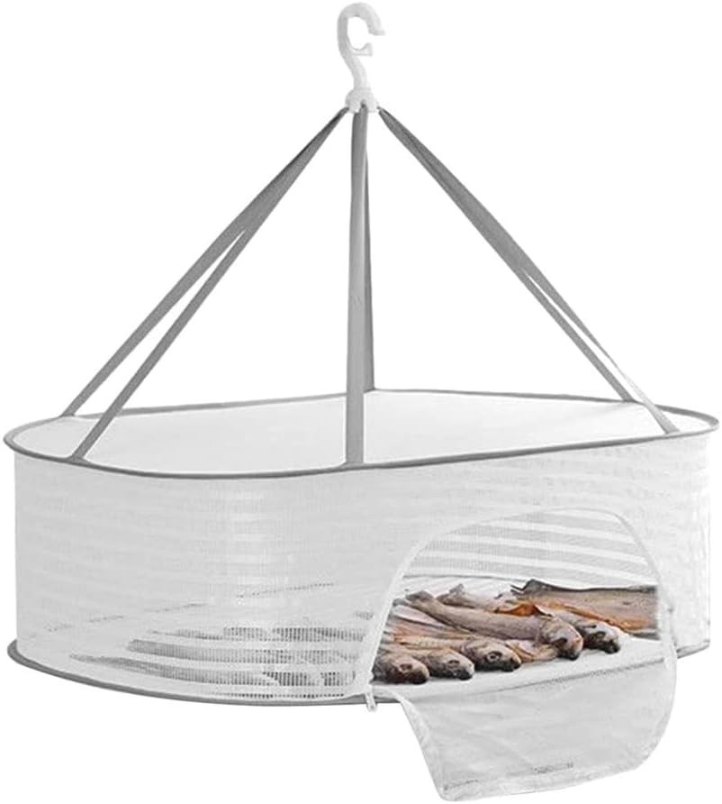 Foldable Drying Fishing Net Hanging Drying Net Rack Clothes Dry Basket W/ Zipper