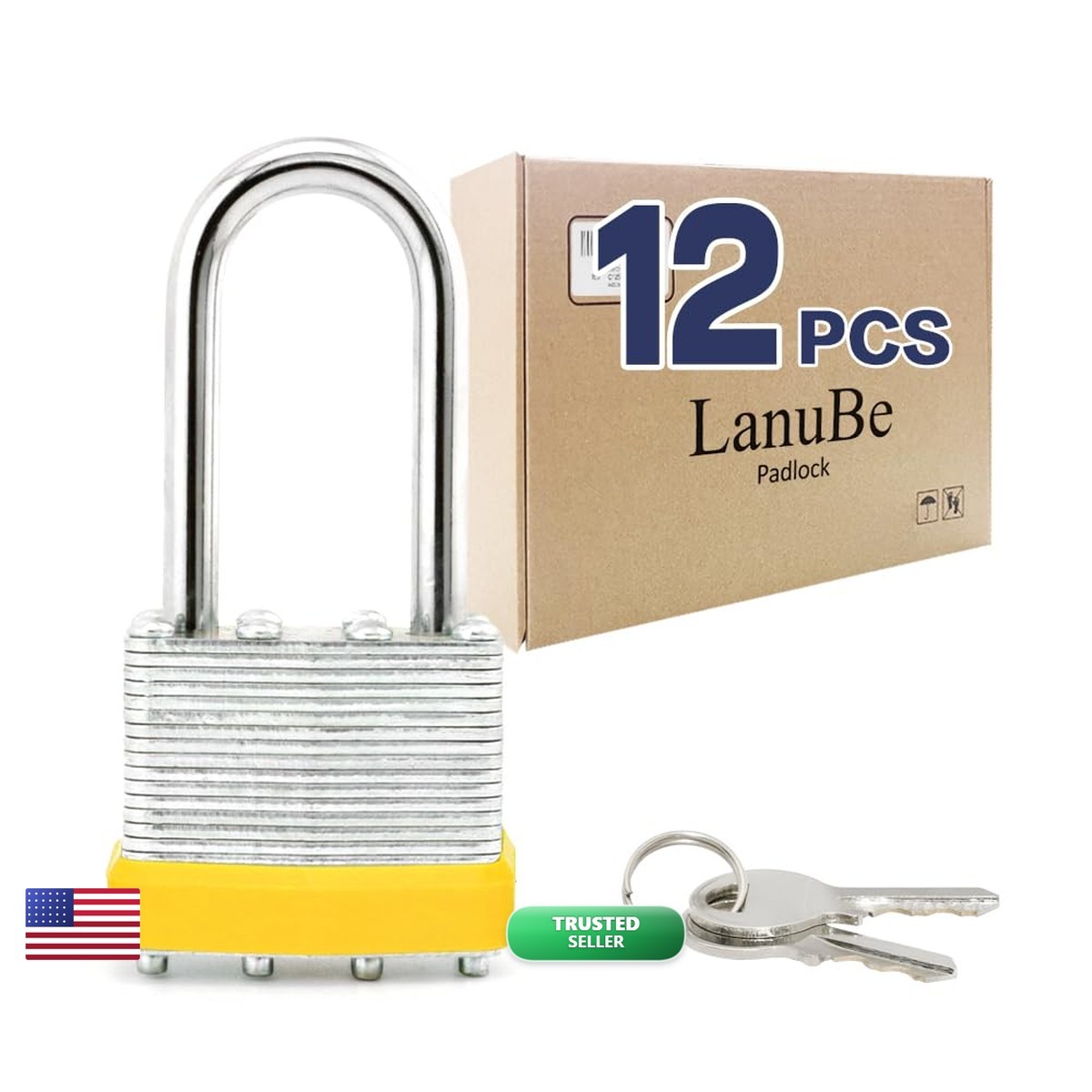 Lanube Lock Laminated Keyed Padlock 1-9/16 40Mm Keyed Alike Locks Long