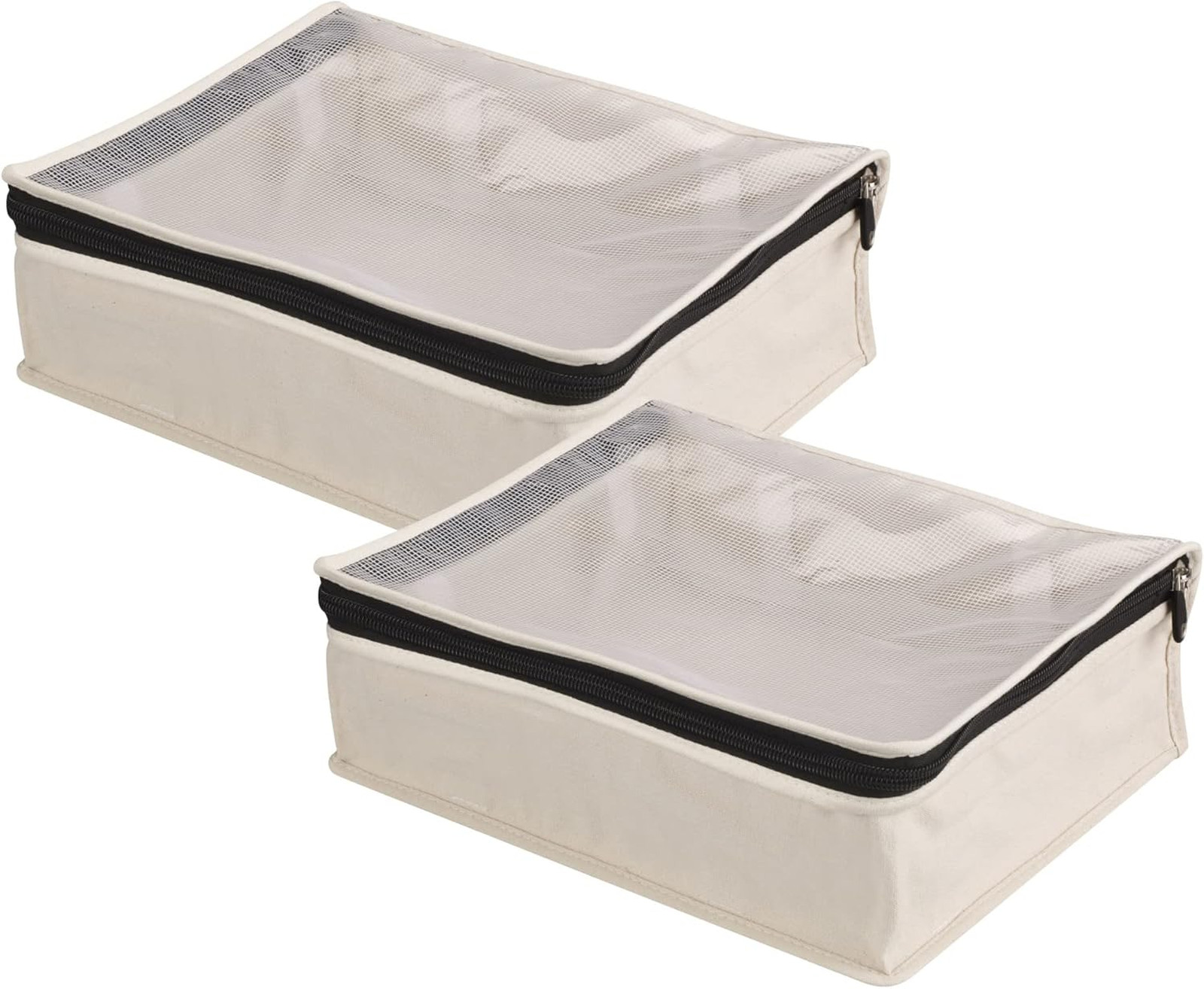 Canvas Storage Bags 2 Pack Breathable Cotton Under Bed Zippered Closet Organizer