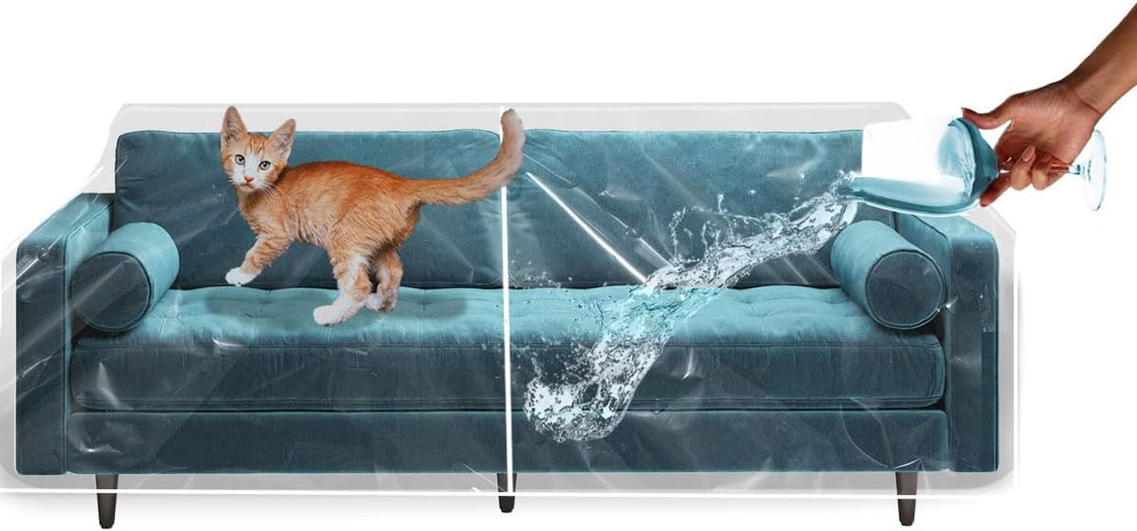 Thick Crystal Clear Heavy-Duty Water Resistant Sofa/Couch Cover - Perfect for Pr