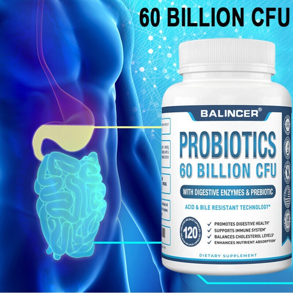 Probiotics Digestive Enzymes 60 Billion CFU Potency Digestive system Health