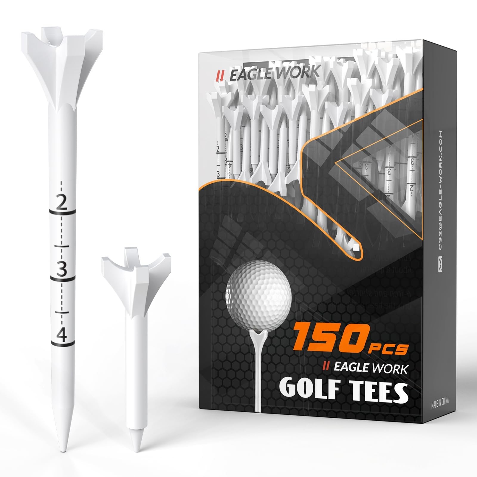 150 Pack Plastic Golf Tees- Includes 130 Pcs 3-1/4" and 20 Pcs 1-1/2" Golf Te...