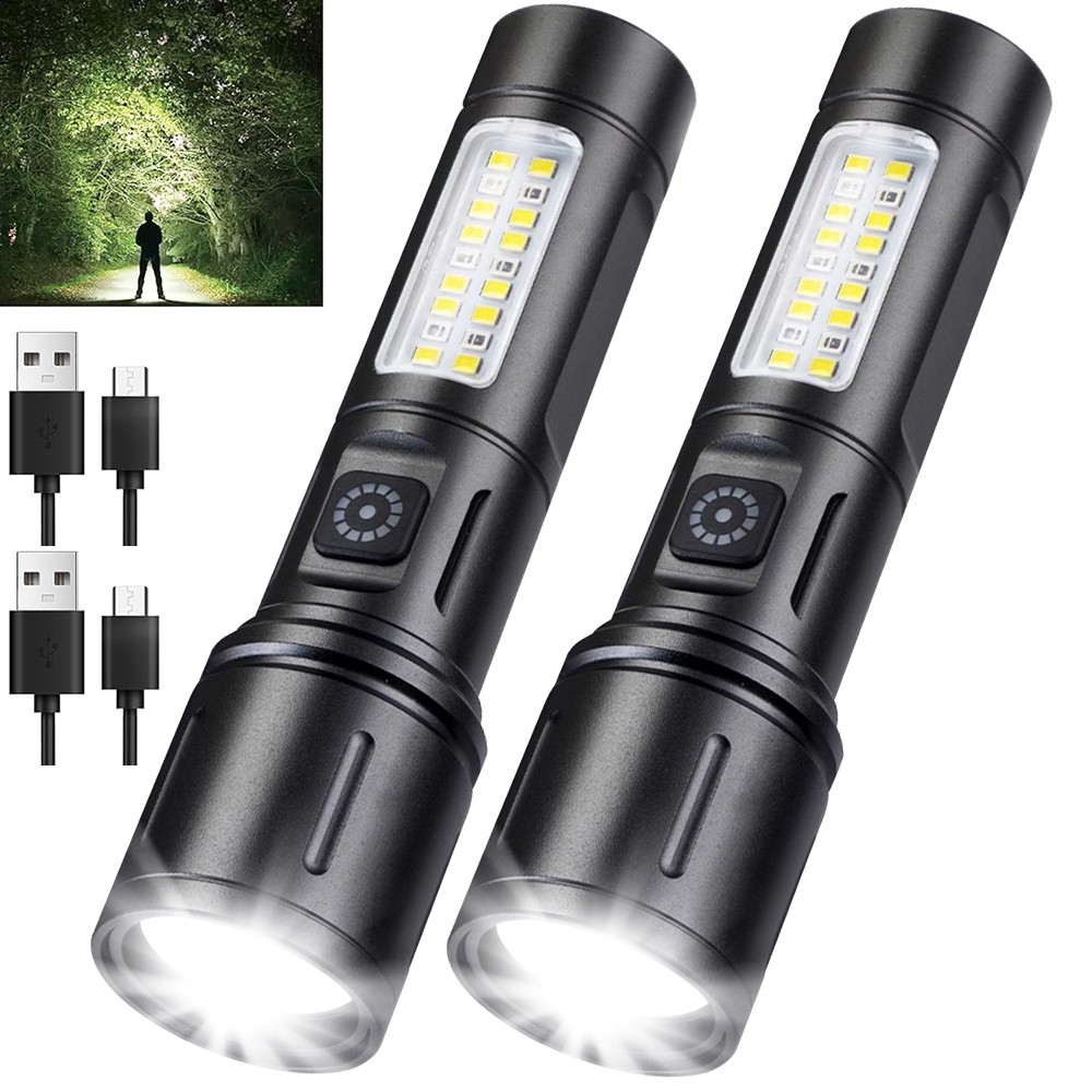 2Pack 99000000LM Super Bright LED Tactical Flashlight Rechargeable Flashlights