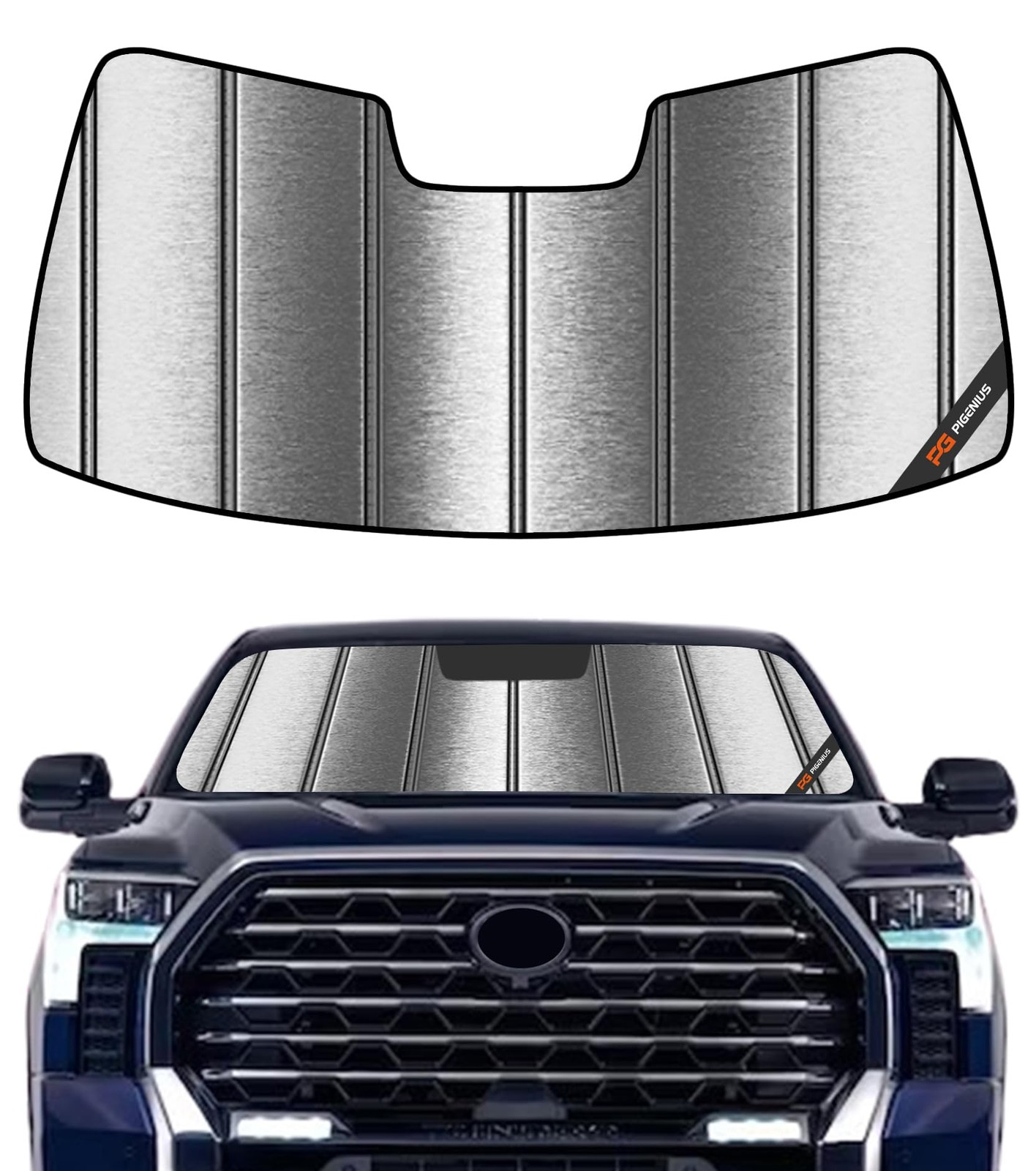 Custom Windshield Sunshade for Toyota Tundra 20222026  Metallic Design
