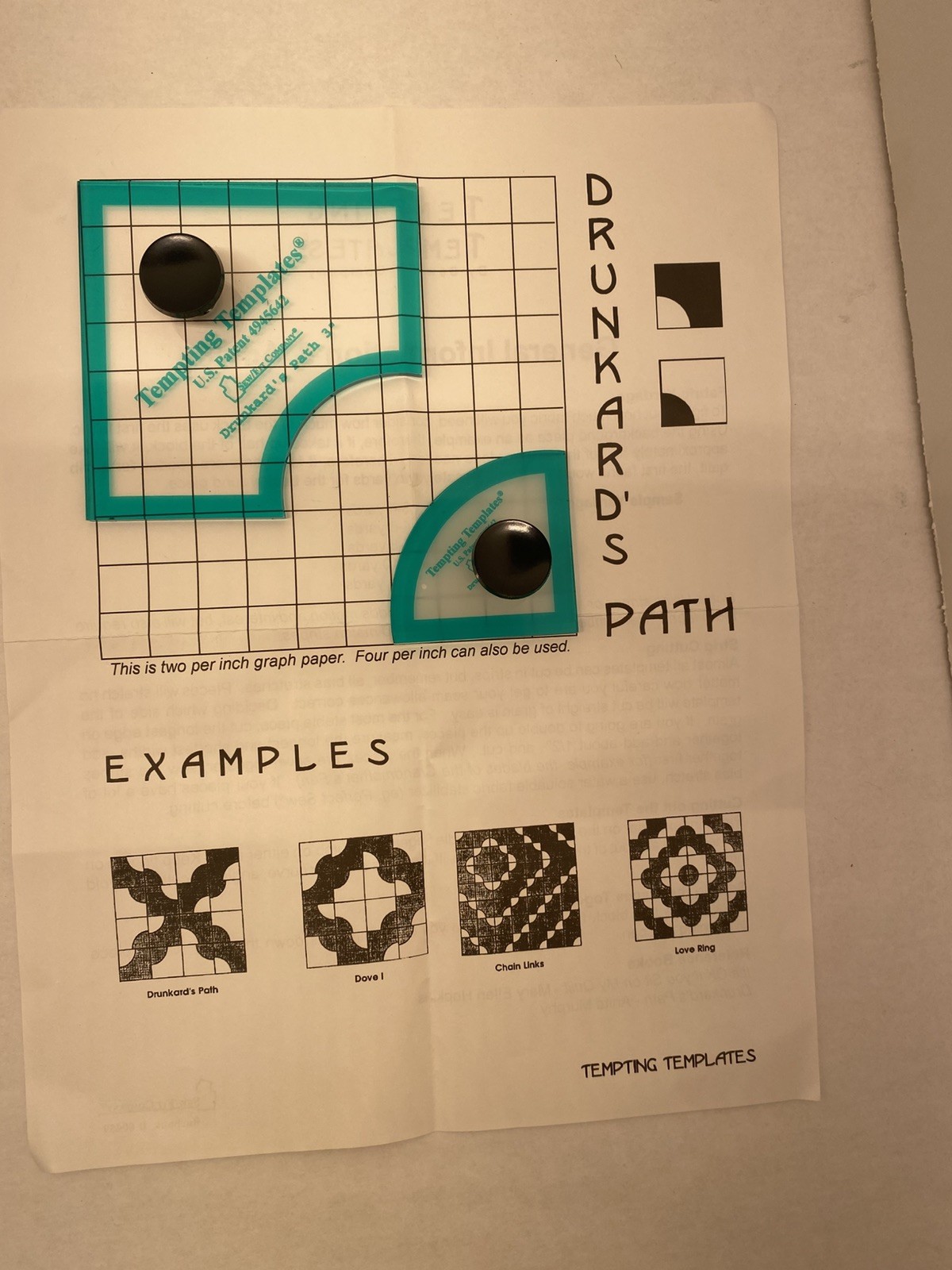 Sew / Fit Tempting Templates Quilting Drunkards Path Stencil Guide 3” 2pc Set