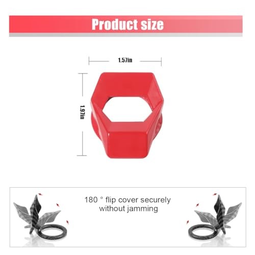 GLSOWEE Car Engine Start/Stop Button Cover, Zinc Alloy Car Push Button Red