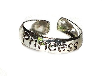 Princess Etched 925 Sterling Silver Adjustable Toe Ring