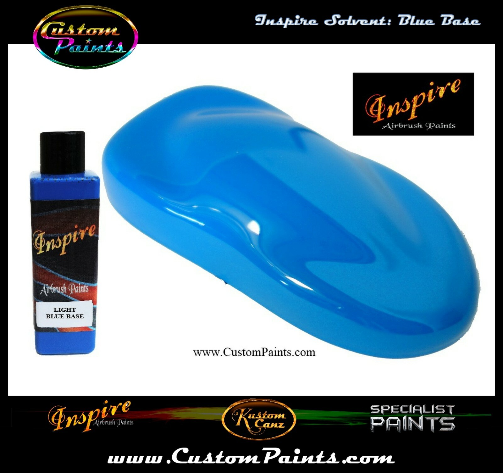 INSPIRE LIGHT BLUE BASE AIRBRUSH 4oz (SOLVENT), CUSTOM PAINT, ARTIST, HOT ROD
