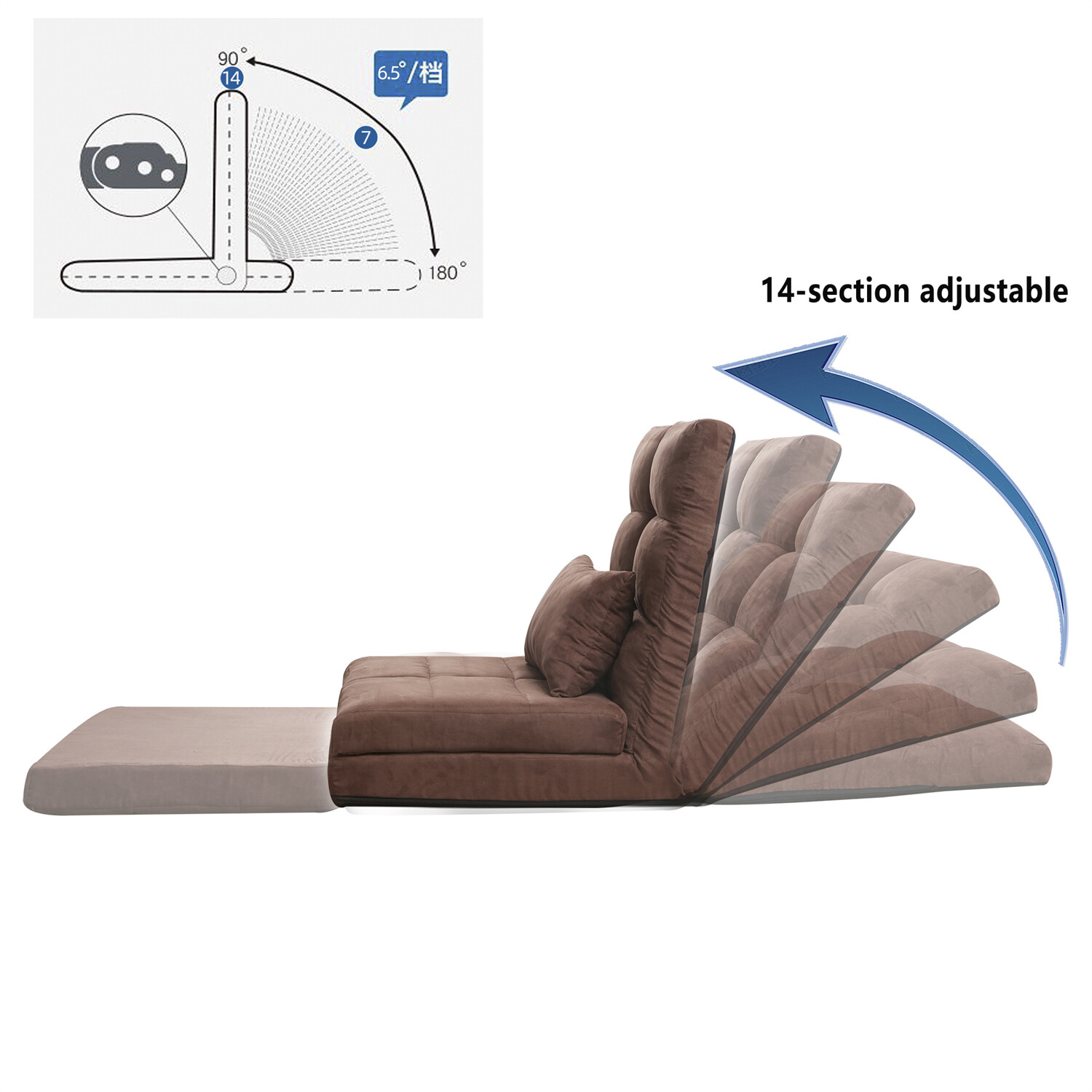 Convertible Sofa Bed Adjustable Floor Couch Single Sofa Chairs Folding Sofa Bed