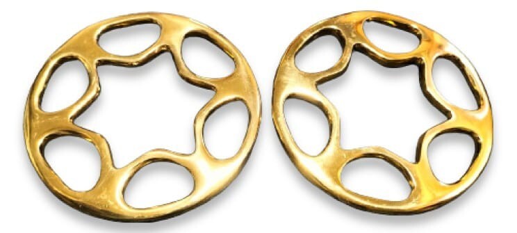 Golden Star Wheel Brass Hackamore Shank Pair – Bitless Horse Tack with Leather