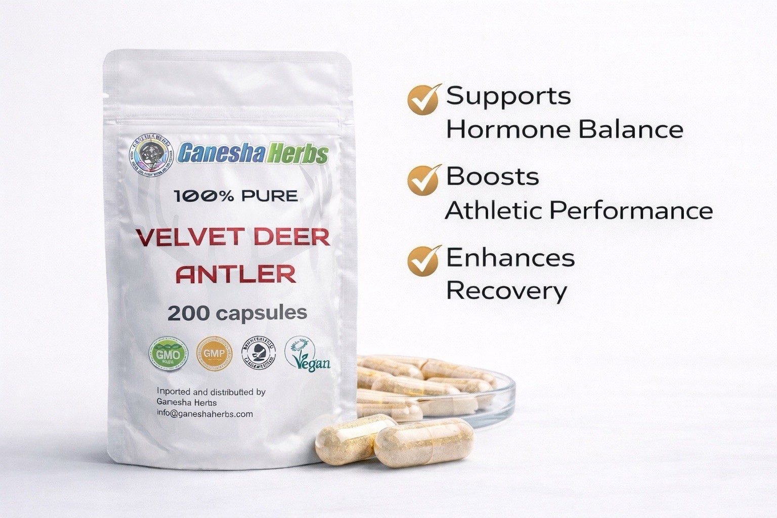 RED VELVET DEER ANTLER  Extract, IGF-1 Maximum Strength 200 capsules NEW BATCH!!