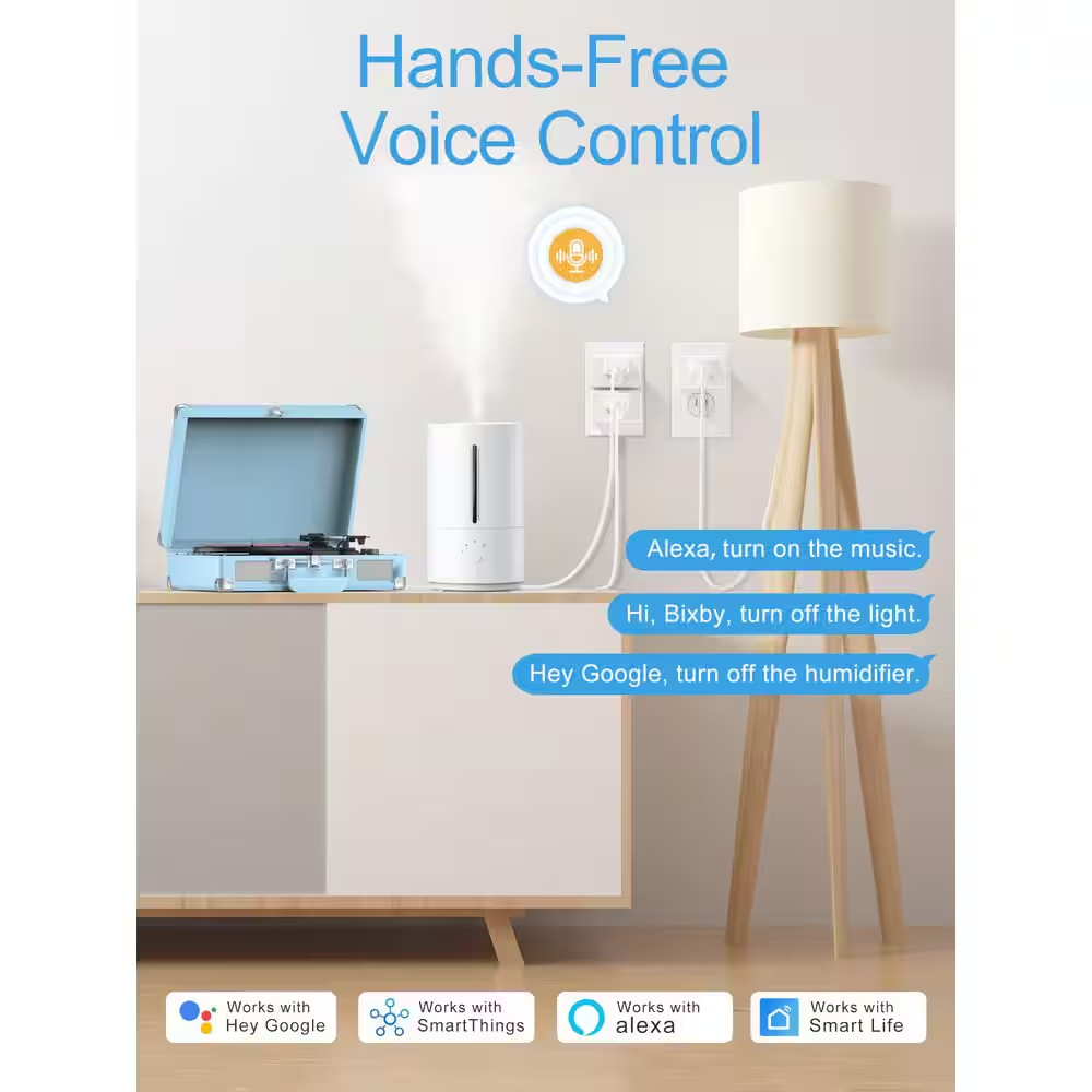 15 Amp 120-Volt Wi-Fi Smart Plug Grounding Remote Control Alexa Google Home Comp