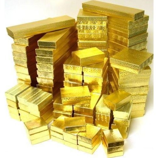 500 Gold Foil Cotton Jewelry Gift Boxes