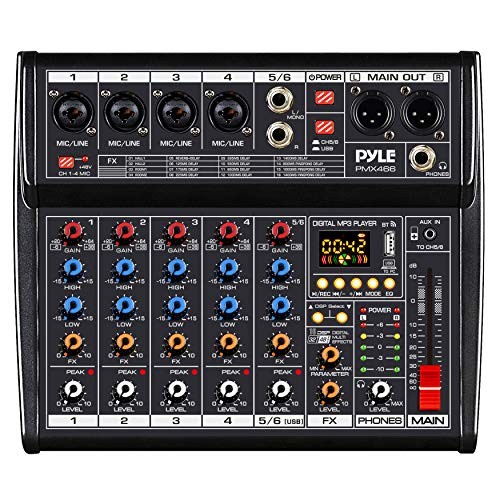 Pyle PMX466 Professional Bluetooth DJ Audio Mixer - 6 - Channel DJ Controller